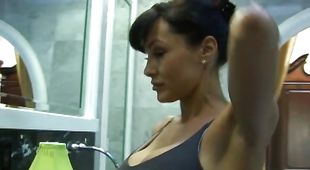 Sultry brunette Lisa Ann fucked by her fuckmate's pulsating meat bazooka
